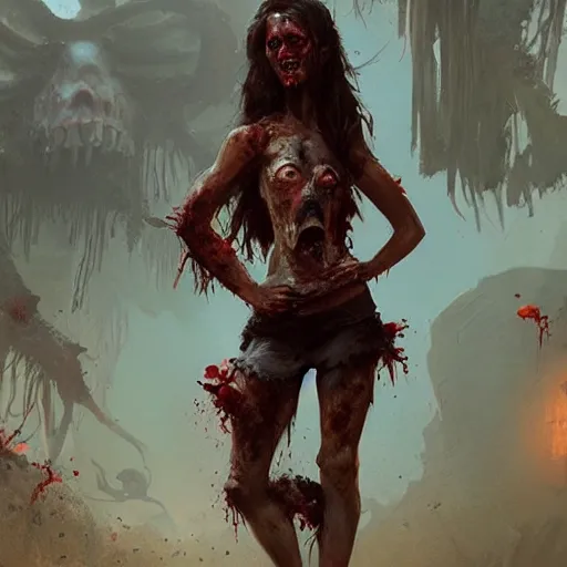 Image similar to zombie moana geog darrow greg rutkowski