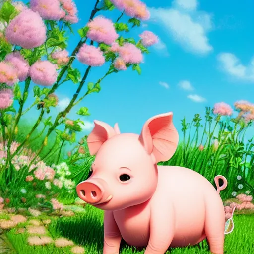 Prompt: cute and adorable piglet resting on a beautiful garden by makoto shinkai, miniature pig, pastel color tones!! studio ghibli, hayao miyazaki, takashi takeuchi, akihiko yoshida, funimation, key anime visual, anime poster, 8 k, highly detailed, rendered, concept art, trending on artstation, pixiv daily ranking