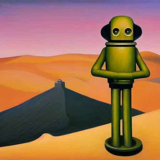 Image similar to lawrence of arabia robot, grant wood, pj crook, edward hopper, oil on canvas