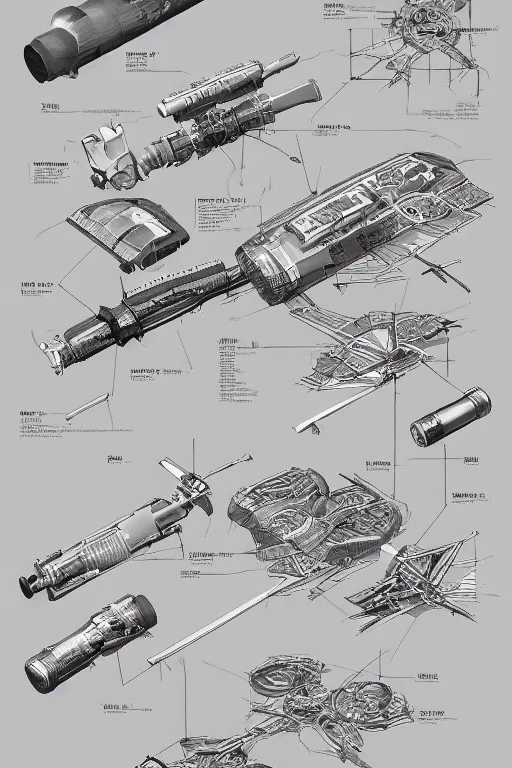 Image similar to exploded view!! aesthetically pleasant technical drawing of an open - source nuclear weapon machinery, hyperdetailed, complex, intricate, isometric, 4 k, trending on artstation