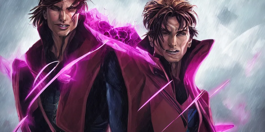 Image similar to gambit from x - men, cards, fantasy, digital art, concept art, 8 k