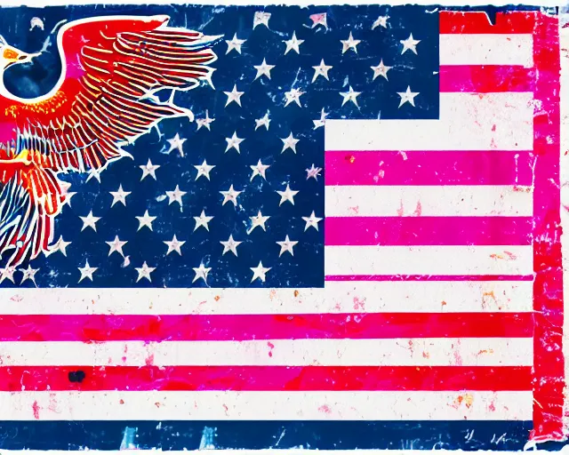Prompt: the united states flag by lisa frank