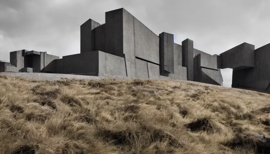 Image similar to big brutalist imperial military base on peruvian cliffs, twelve angle stone design, drawing architecture, pritzker architecture prize, brutalism architecture, cinematic shot, by greig fraser, by emmanuel lubezki, robert richardson, hoyte van hoytema, roger deankins