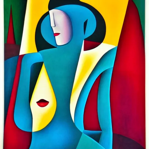 Image similar to woman woman as the natural landscape, her curves form the mountains and rivers of this land , high quality art in the style of cubism and georgia o’keefe,