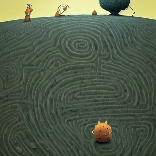 Image similar to An anthill inside, with all the labyrinths, ilustration art by Goro Fujita