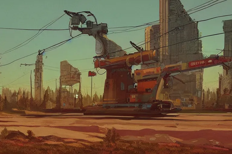Prompt: drawings in the style of Simon Stalenhag , photographed by Canon EOS, cinematic lighting, natural complexion, extremely high definition shot, aesthetic canon of proportions