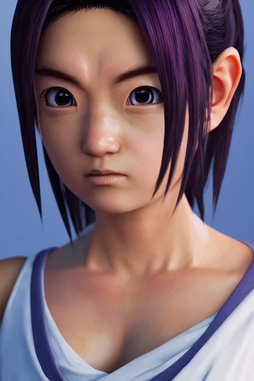 Image similar to photorealistic high resolution 3d render of kawaii female goku, unreal engine 5, trending on artstation, volumetric lighting, subsurface scattering, highly detailed realistic human skin texture