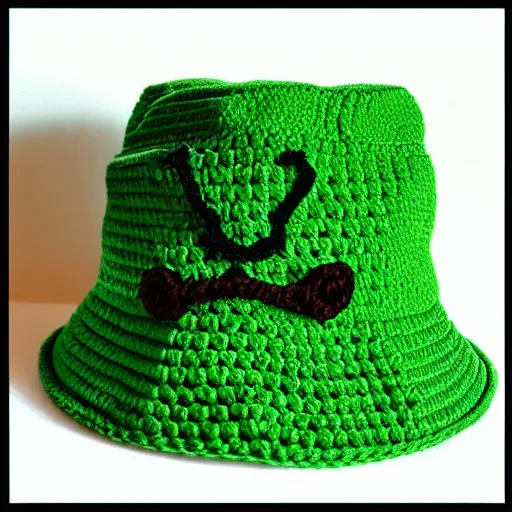 Image similar to crochet shrek bucket hat