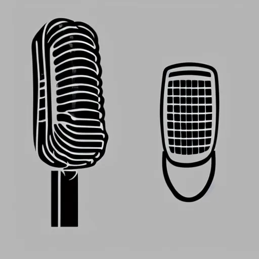 Image similar to iconic vector logo illustration of a microphone line art, bold