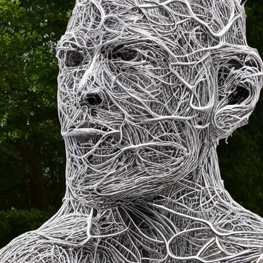 Image similar to a human man statue encased by a cosmic tree, a sense of awe, amazement, monogon, plasma display, wooden, silver, mercury, damascus, armature wire, multiscopy, morph, in a symbolic and meaningful style, insanely detailed and intricate, hypermaximalist, elegant, ornate, hyper realistic, super detailed,