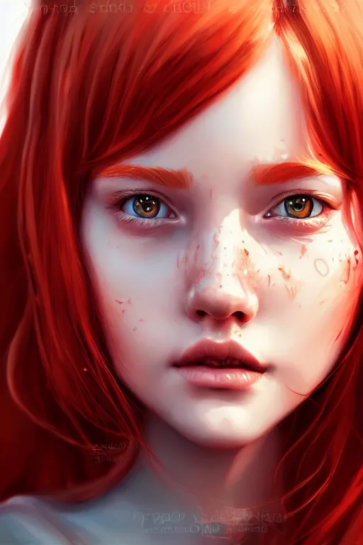 Image similar to ultra realistic style illustration of a cute red haired young girl, sci - fi, fantasy, intricate, elegant, highly detailed, digital painting, artstation, concept art, smooth, sharp focus, illustration, 8 k frostbite 3 engine, ultra detailed