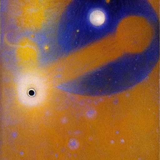 Prompt: Liminal space in outer space by Odilon Redon