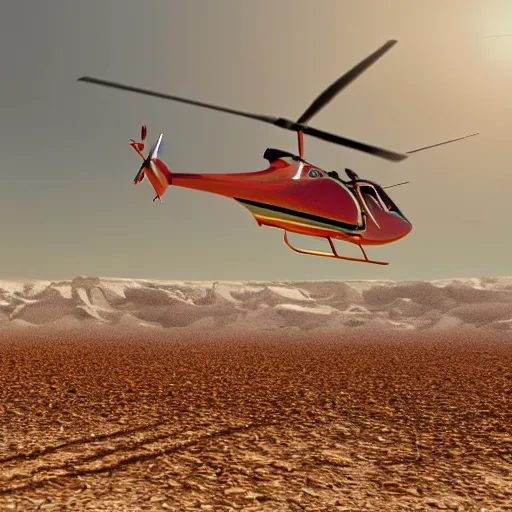 Prompt: realistic photograph of a chicken in a desert with a helicopter, high quality