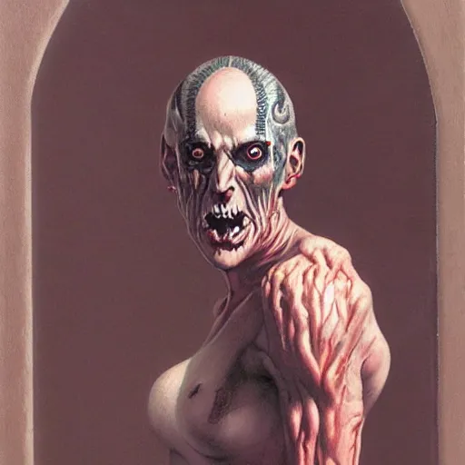 Image similar to portrait of crazed zealot inquisitor by gerald brom