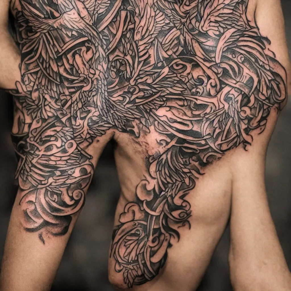 Image similar to small tribal phoenix tattoo on a arm,