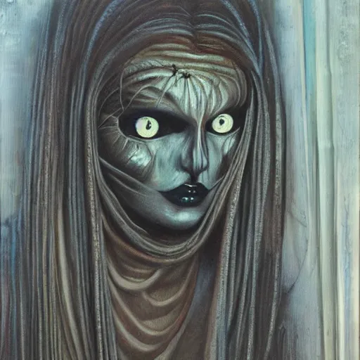 Prompt: foxgirl , oil painting by Giger