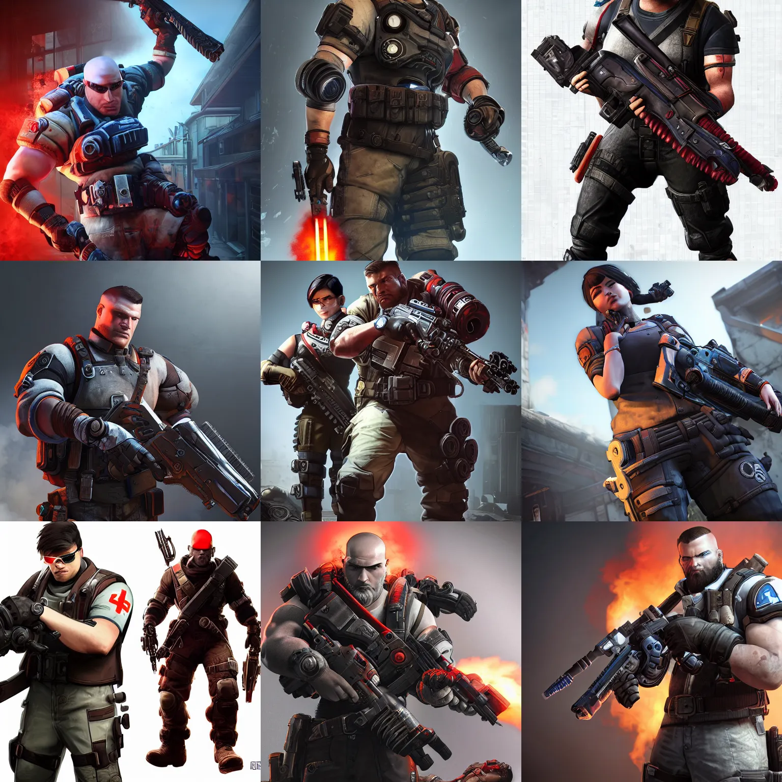 Prompt: team fortress medic in gears of war destiny 2 overwatch witcher 3 god of war tomb raider cyberpunk 2 0 7 7 doom, highly detailed, extremely high quality, hd, 4 k, professional photographer, 4 0 mp, lifelike, top - rated, award winning, realistic, detailed lighting, detailed shadows, sharp, edited, corrected, trending