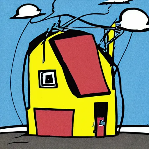 Image similar to angry mouse breaking into a house, cartoon style