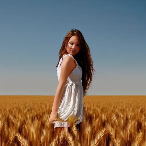 Prompt: a girl walking in a wheat field, sunlight, photography, realistic, high quality,