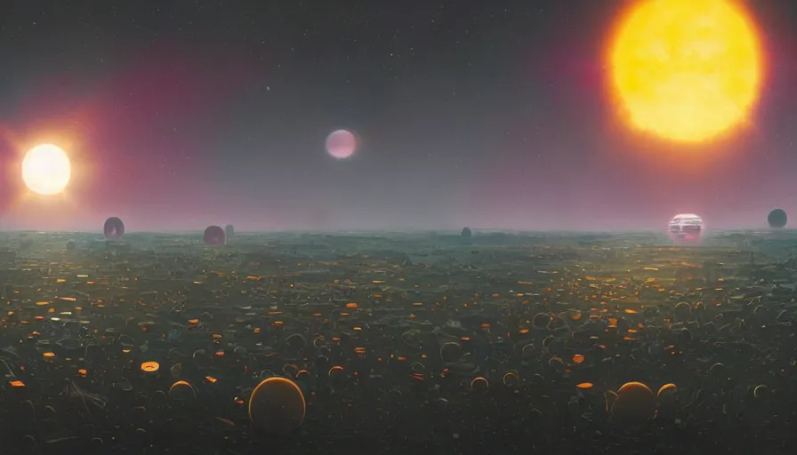 Image similar to hexagons traveling the sun in space, planet earth in foreground, simon stalenhag