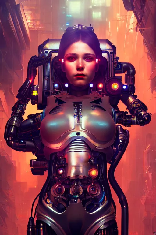 Image similar to ultra realistic, beautiful female cyborg in a crowded smoky cyberpunk club in space megalopolis, sci - fi, intricate details, eerie, highly detailed, octane render, 8 k, art by artgerm and alphonse mucha and greg rutkowski