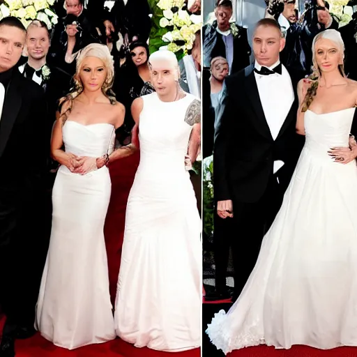 Image similar to eminem wearing a wedding dress, picture, wedding, photo, snapshot, breaking news,