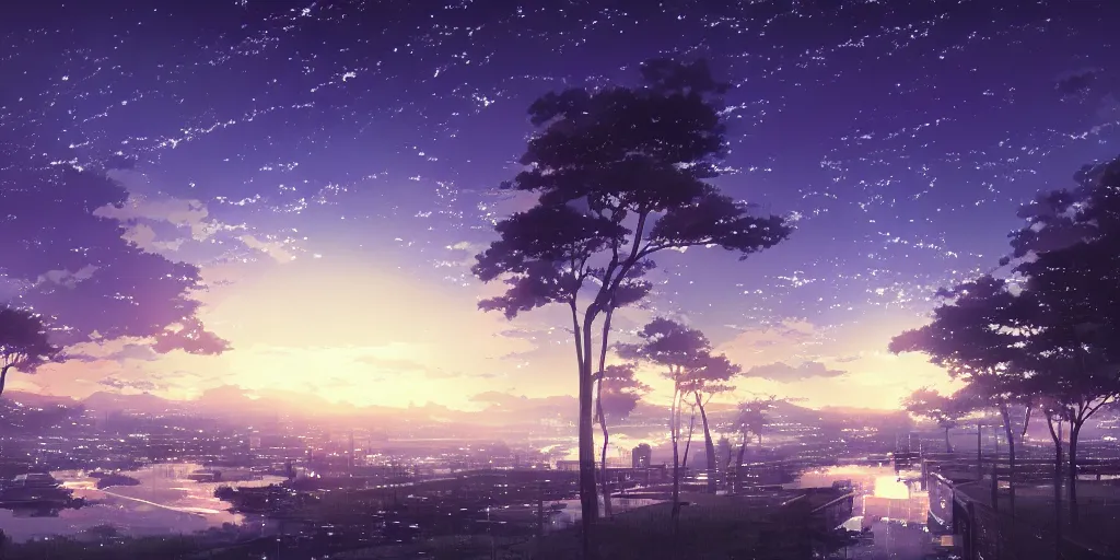Image similar to beautiful anime nightscape by makoto shinkai