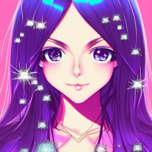 Prompt: close up portrait of a cute victoria justice glitter diamonds by range murata new type magazine uhd 8 k depth of field sharply crisply 3 d digital manga art complimentary coloring radiantly greatly artistic ultraly trending on pinterest winner of illustrator award