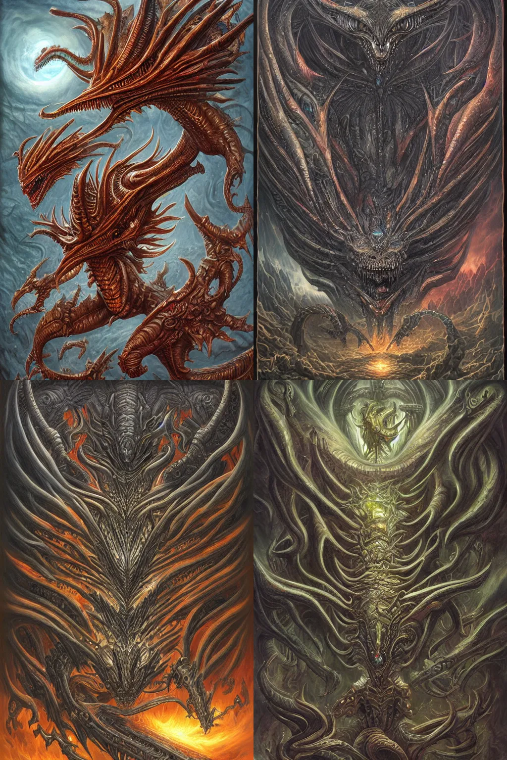Prompt: alien primordial space dragon-demigod deity by dan seagrave, trending on ArtStationHQ, hyperdetailed