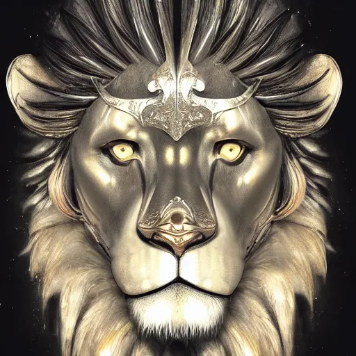 Image similar to Very very very very highly detailed epic photo of face with shocked lion venetian mask, intricate, dystopian, sci-fi, extremely detailed, digital painting, artstation, concept art, smooth, sharp focus, illustration, intimidating lighting, incredible art by Artgerm and Vincent di Fate
