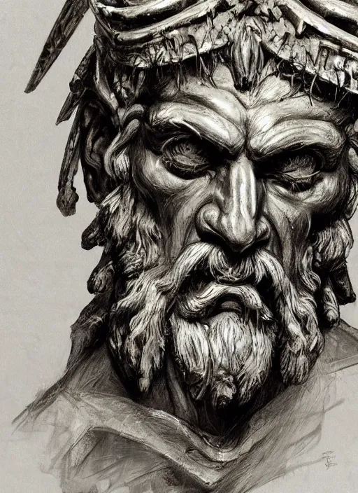 Prompt: close up concept art of an ancient greek character, by robert irkman, by ayami kojima, brutalism