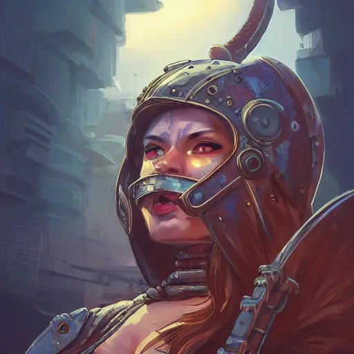 Image similar to cyberpunk viking helmet mask warrior goddess robot ninja fantasy, art gta 5 cover, official fanart behance hd artstation by jesper ejsing, by rhads, makoto shinkai and lois van baarle, ilya kuvshinov, ossdraws