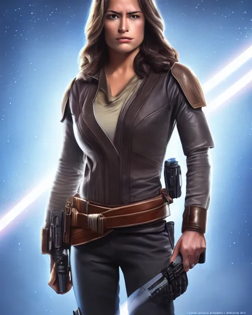 Image similar to beautiful jaina solo from star wars legends, beautiful feminine jaina solo, without lightsaber, movie, hyper realistic, hollywood promotional image, imax, 8 k