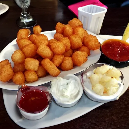 Prompt: full of alcohol and tater tots