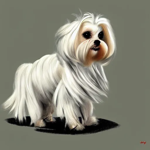 Image similar to a maltese terrier, concept art by yulia zhuchkova, lord raven art print,