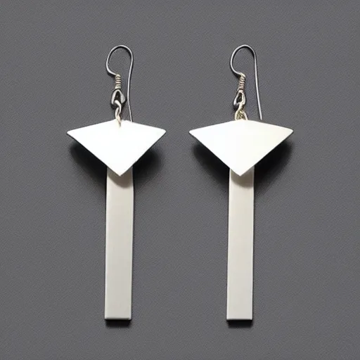 Image similar to “minimalistic beautiful surprising unusual abstract asymmetric earring design”