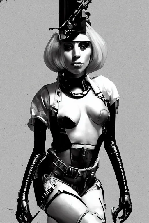 Image similar to lady gaga as trinity, matrix dieselpunk, solarpunk, artstation, andrei riabovitchev