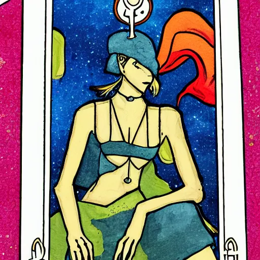 Prompt: a tarot card by linnea gits and peter dunham