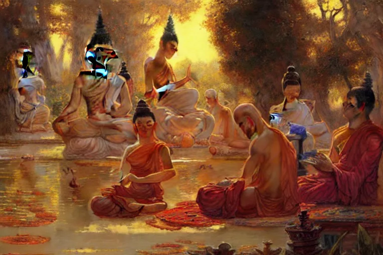 Image similar to buddhism, painting by gaston bussiere, greg rutkowski, jean giraud