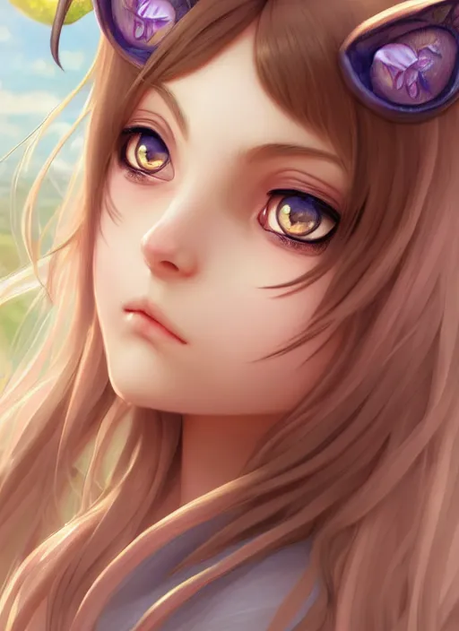 Image similar to nekopara fantastically detailed eyes cute girl portrait with fantastically detailed cat ears!!!!!!!!!!!! by Lajos Berán, Albert Bierstadt, Robert Henderson Blyth, Claude Bonin-Pissarro, Sandro Botticelli, unreal Engine Fantasy Illustration. award winning, Artstation, Hyperdetailed, 8k resolution ethereal bloom effect in pastel colours