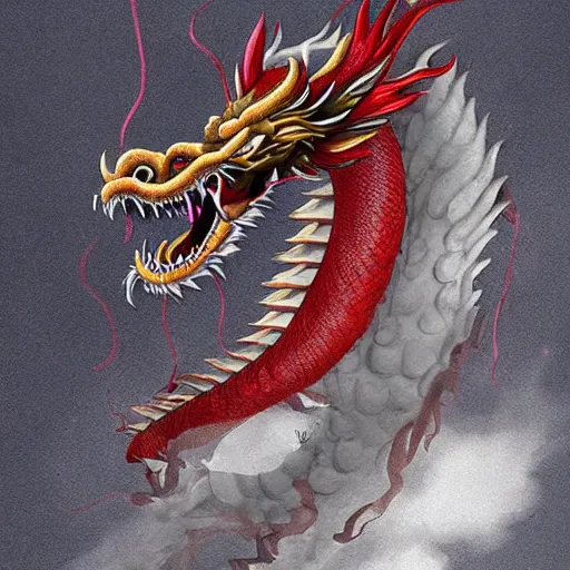 Prompt: Chinese dragon,white,fly in the sky,with thunder,highly detailed ,trending on artstation