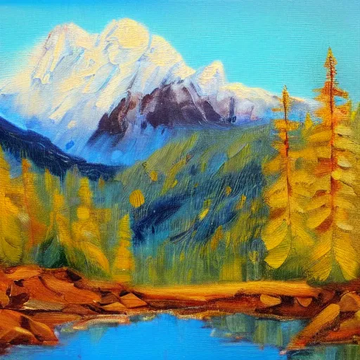 Prompt: Colorado mountains landscape oil painting