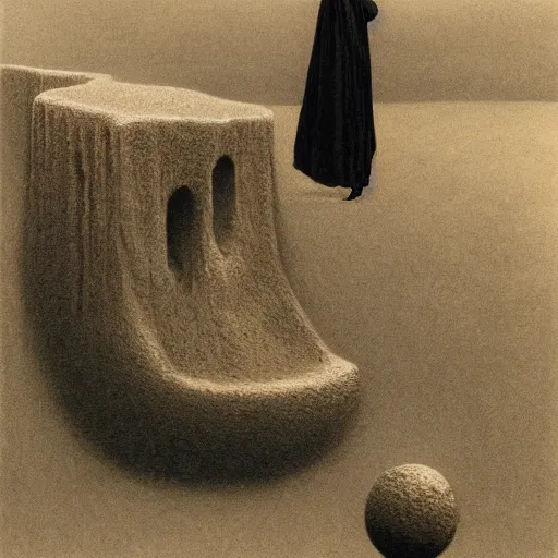 Image similar to Gregg Turkington. Zdzisław Beksiński