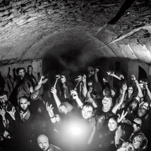 Image similar to underground party with smoke and laser system in paris catacombs, les catacombes, people dancing, dark, uv, techno, bones, underground party, photography canon