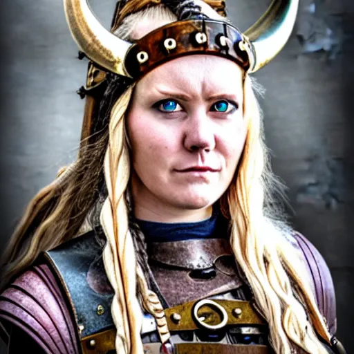 Image similar to photo of a real-life steampunk female viking