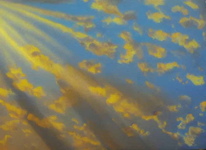 Image similar to golden rays, oil painting