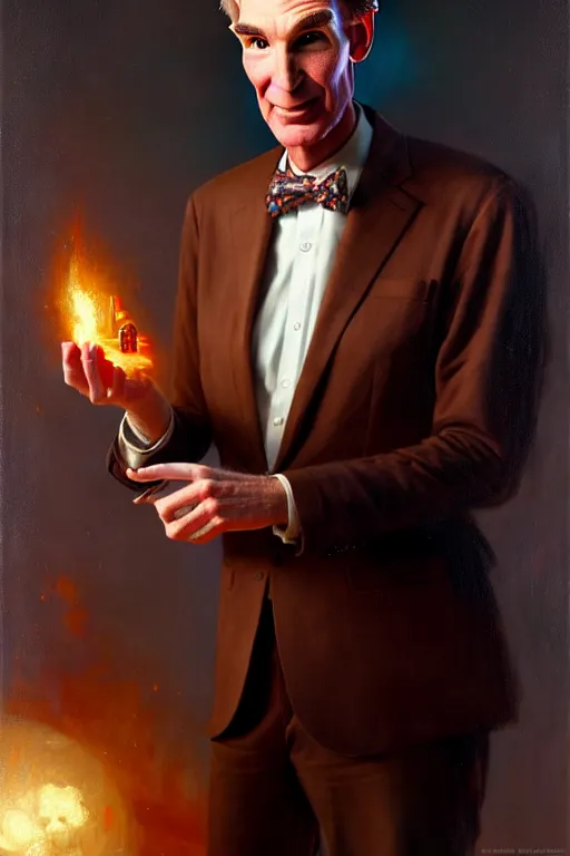 Image similar to bill nye by gaston bussiere, bayard wu, greg rutkowski, giger, maxim verehin