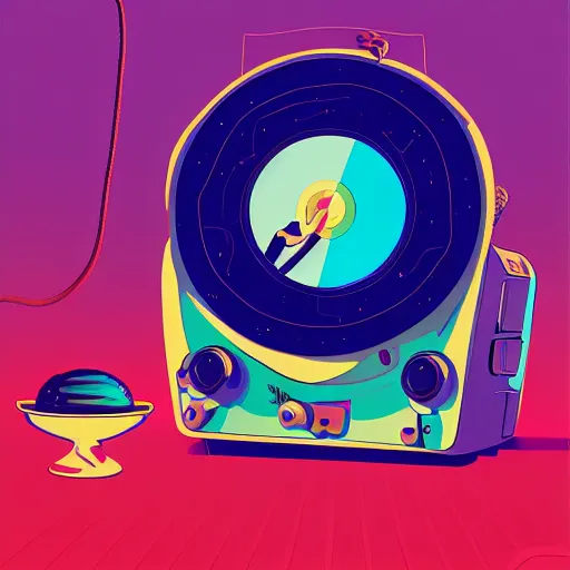 Prompt: Video killed the radio star, Animation printed poster , Artwork by James Gilleard, cinematic composition, trending