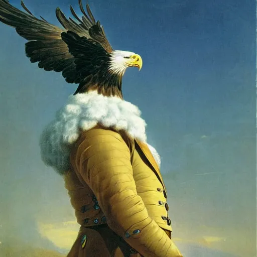 Prompt: noble hero portrait of an eagle outfitted in rogue attire, by jack kirby italo calvino and ivan aivazovsky,