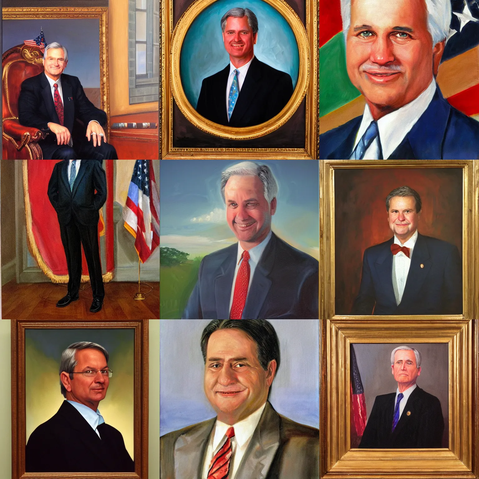 Prompt: Official Portrait of the Governor of South Carolina, 1992, Oil on Canvas